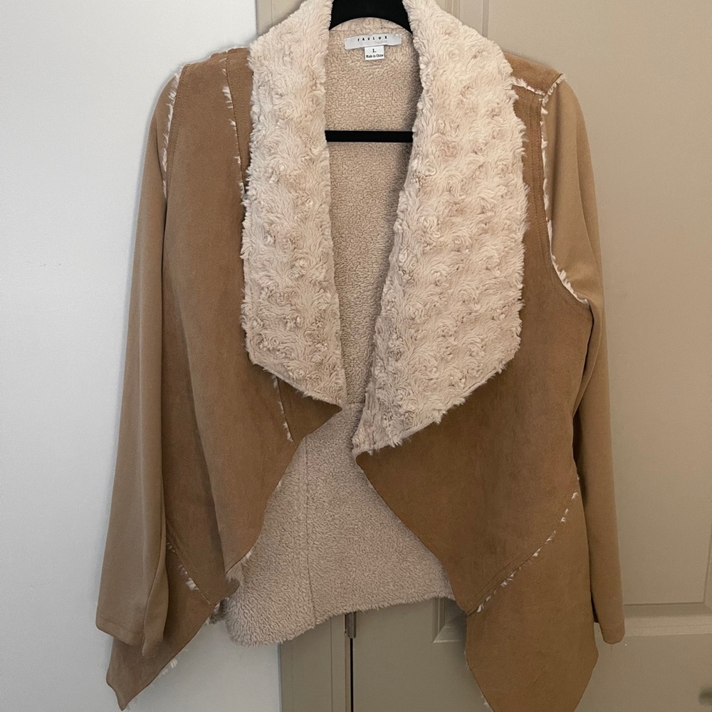 Furry & Suede Dimensional Cardigan